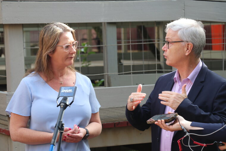Lauren Fisher and Bishop Peter Stuart at the launch.
