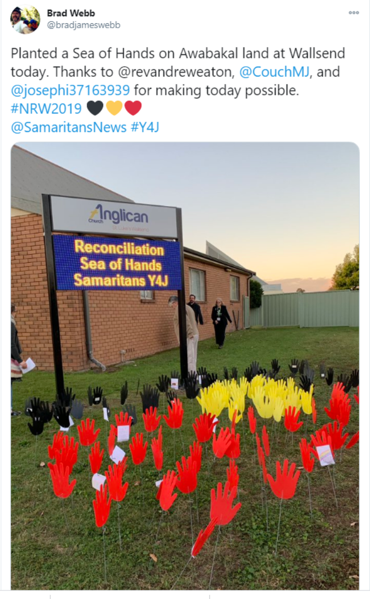 A Sea of Hands planted in recognition of Reconciliation Week 2019.